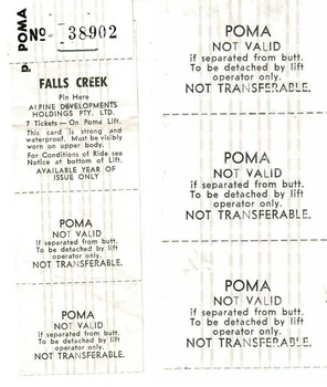 A sheet of seven tickets for the POMA.