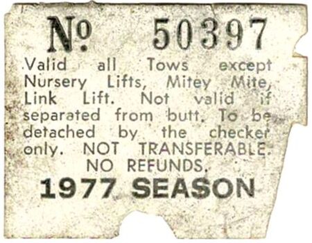 Lift pass for 1977 Season, No. 50397