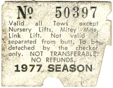 Lift pass for 1977 Season, No. 50397
