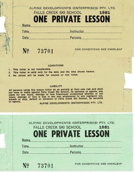 Pass - One Private Lesson ticket for 1981