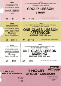 Lesson Tickets  for One hour 1982