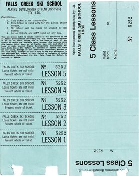 5 Class Lesson ticket 1982
