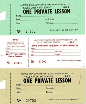 Private Lesson TIckets for 1982