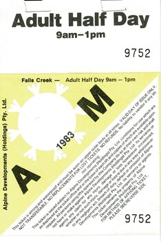 Adult Half Day Pass 1983 - AM, Number 9572.