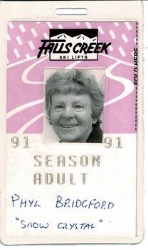 A season pass issued to Phyl Bridgford.