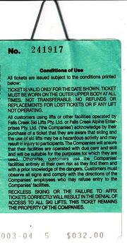 Reverse of Ticket showing conditions of use.