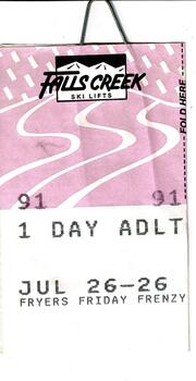 One day adult pass for 26 July 1991