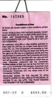 Reverse of Ticket showing conditions of use and price.