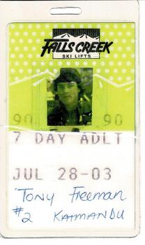 Falls Creek Ski Lift Pass for Tony Freeman