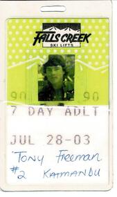 Falls Creek Ski Lift Pass for Tony Freeman