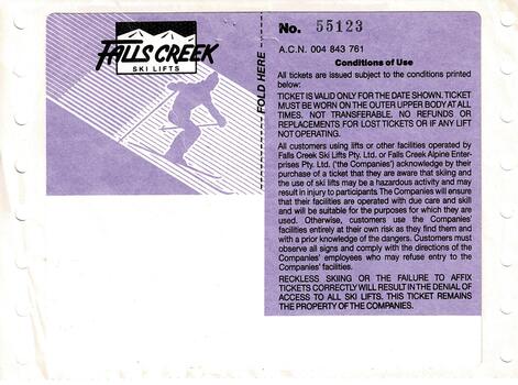 Reverse of Lift Pass showing conditions of use.