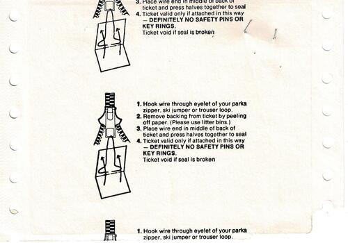 Instructions for attaching ski pass on back of all passes.