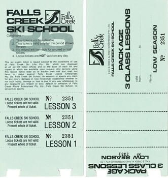 Falls Creek Ski School Three Class Lessons for the Low Season