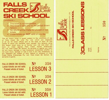 A booklet for 3 Lessons at the Falls Creek Ski School