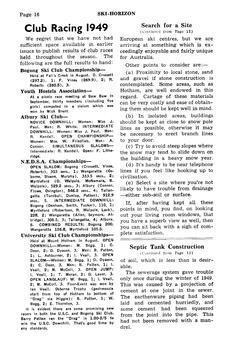 Club race results for 1949 season.