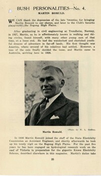 An article about Martin Romuld from the Melbourne Walker Magazine 1941