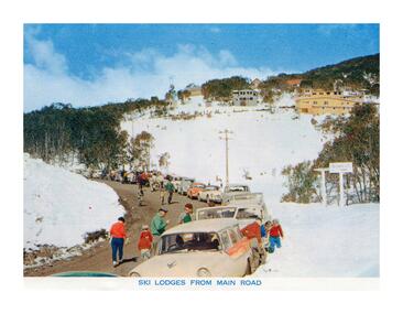Looking up to the Lodges at Falls Creek from road.