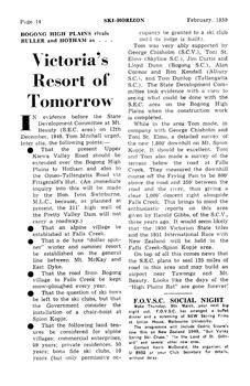An article about inquiry into plans for development of the Bogong High Plains.