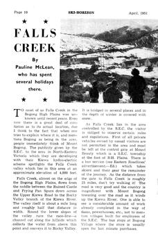 An article about Falls Creek in 1951