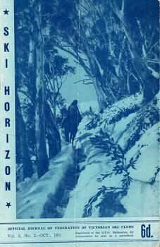 Rider on horseback on snow covered track between trees.