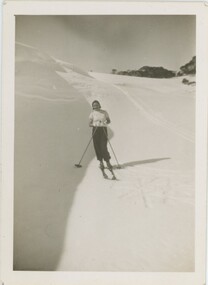 Joan Meyer descending  slope near Fitzgeralds Hut