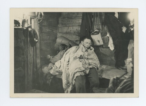 Tom Fitzgerald has a nap at Fitz's Hut