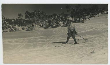 John Meyer near Wilkie. Hut amongst trees