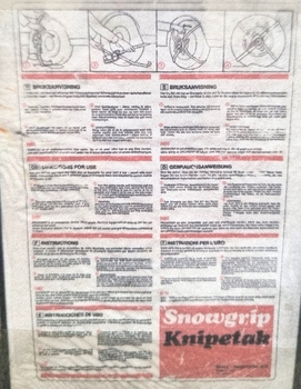 Snowgrip Knipetak instructions in multiple languages