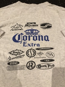 Sponsors logos on the back of souvenir T-shirt