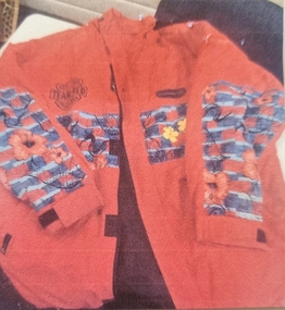 Red Team Ski Jacket with floral design.
