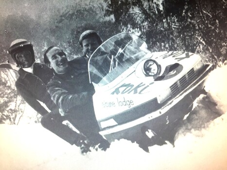 George and Michael "Baldy Blackwell"  on the Koki skidoo.