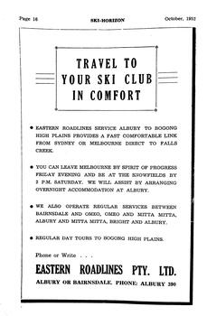 An advertisement  for bus services to Falls Creek