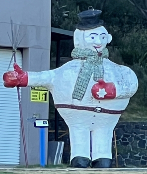 The Snowman at home in Falls Creek