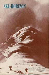 Three skiers at the foot of a mountain with a storm threatening.