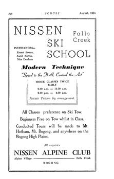 Advertisement for Nissen Alpine Ski School
