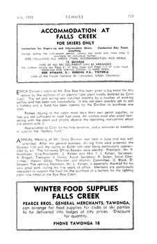 Advertisements for Falls Creek Accommodation and Pearce Brothers