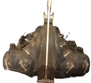 Black leather Tyrol ski boots 