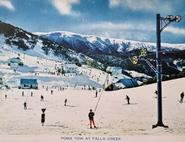 Skiers on the Poma at Falls Creek