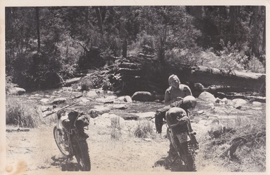  George Shirling on motorbike at the West Kiewa River