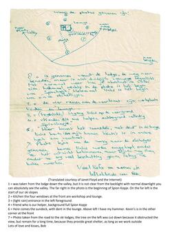 Sketch map and notes with translation
