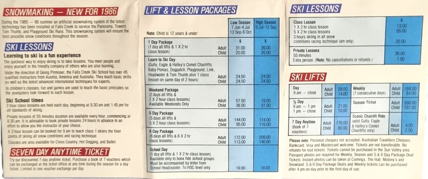 1986 Pricing guide in centre of Flyer