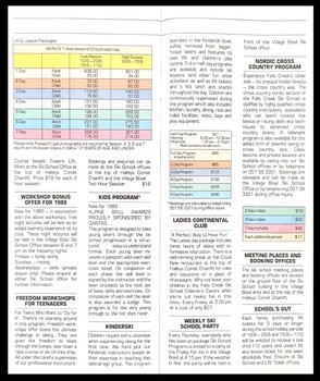Falls Creek Ski School Programs and prices 1989
