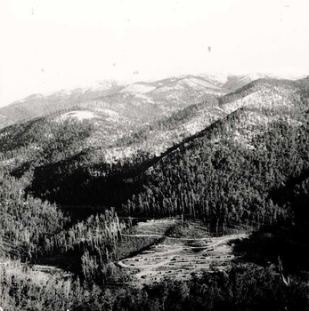 Aerial view with Bogong Village in foreground 9 July 1942