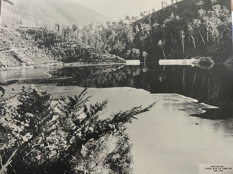 Junction Dam Storage with ice formation, June 1944