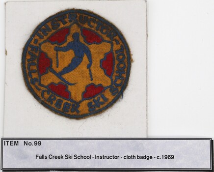 Falls Creek Ski Instructor Badge with sign