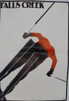 Falls Creek stylised skier on brochure