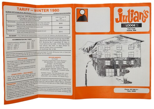 Julian's Lodge Winter Tariff 1980