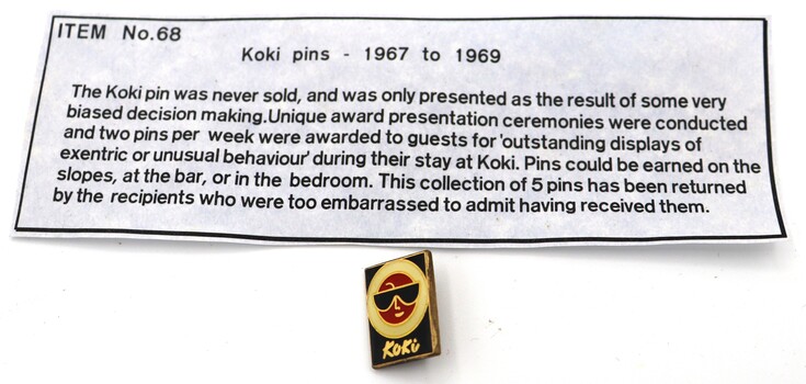 Koki Pin and explanatory Display Sign