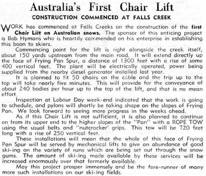 Article -  Australia's First Chair Lift