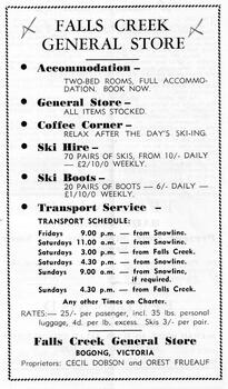 Advertisement for Falls Creek General Store